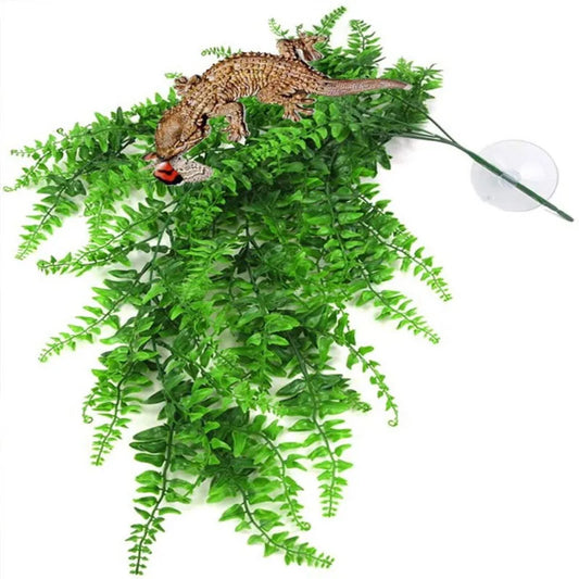 Durable Artificial Hanging Leaves Habitat Decor