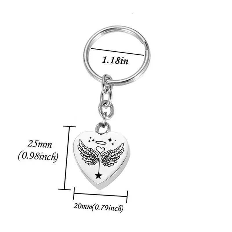 Memorial Keychain with Angel Wing Necklace
