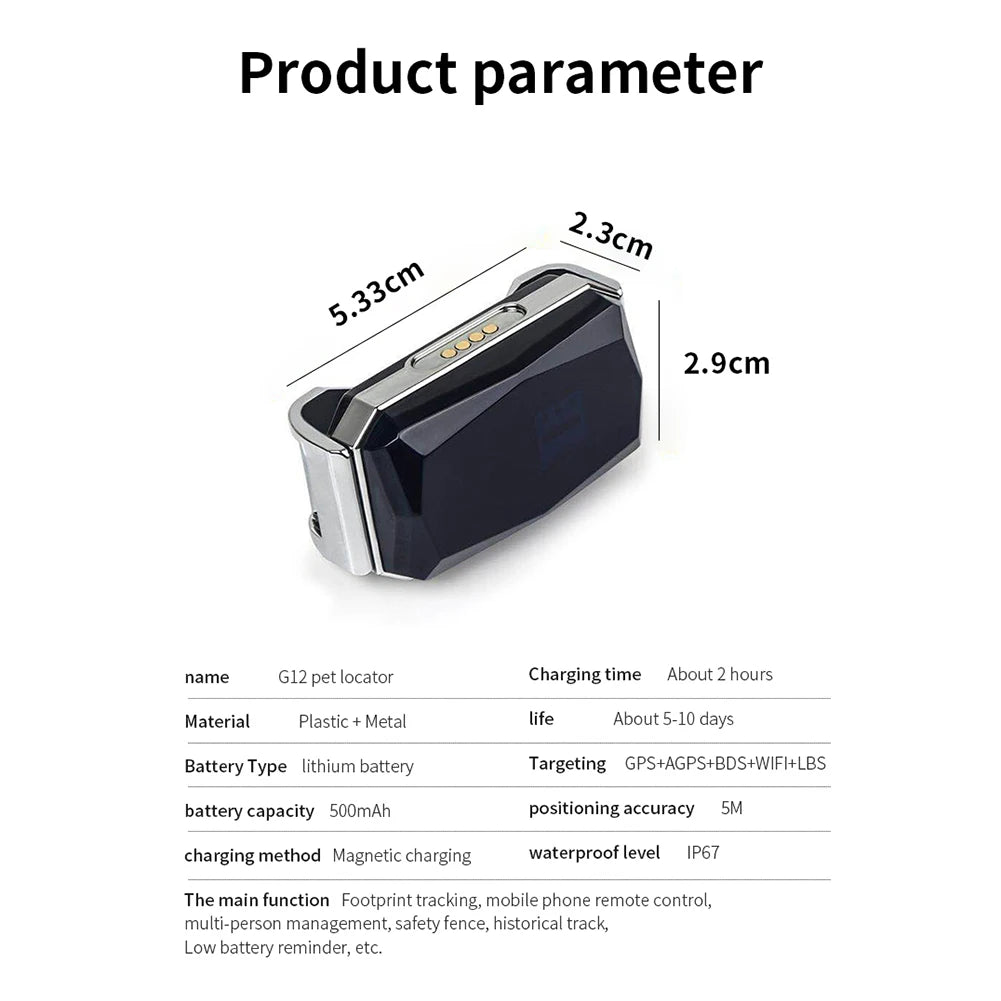 Smart Collar Pet Tracker with IP67 Waterproof