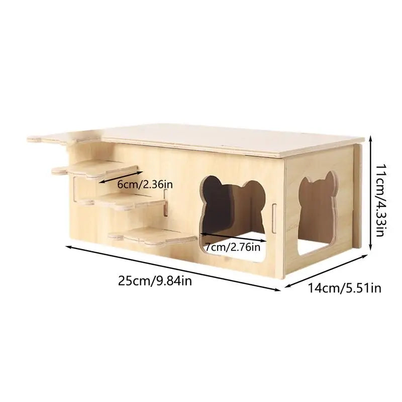 Wooden Hamster House with Doors and Window