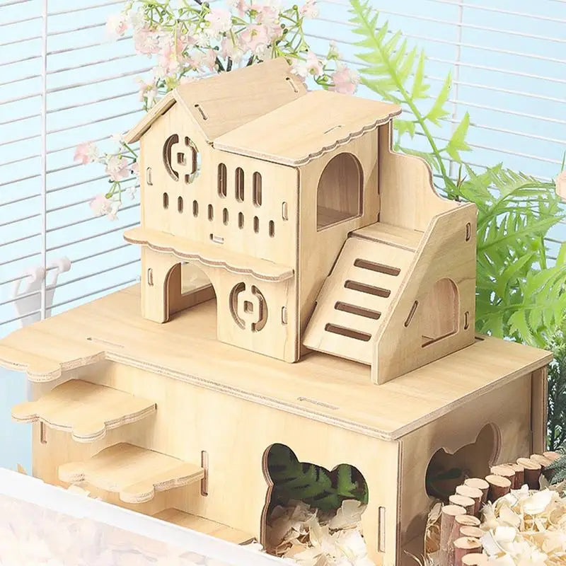 Wooden Hamster House with Doors and Window