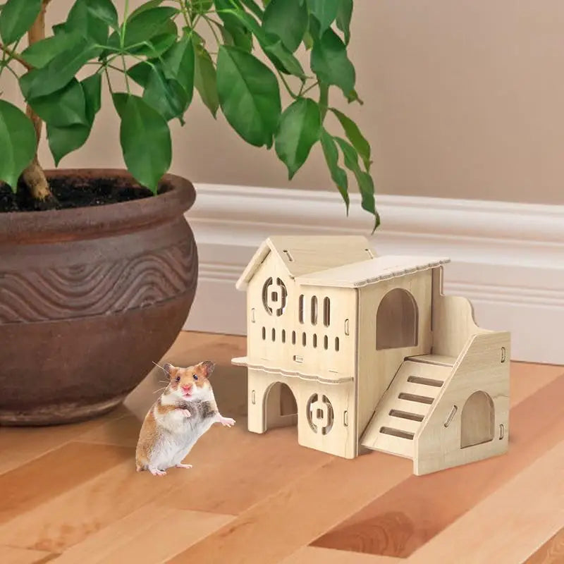 Wooden Hamster House with Doors and Window