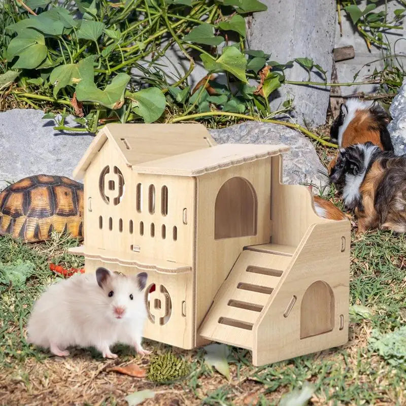 Wooden Hamster House with Doors and Window