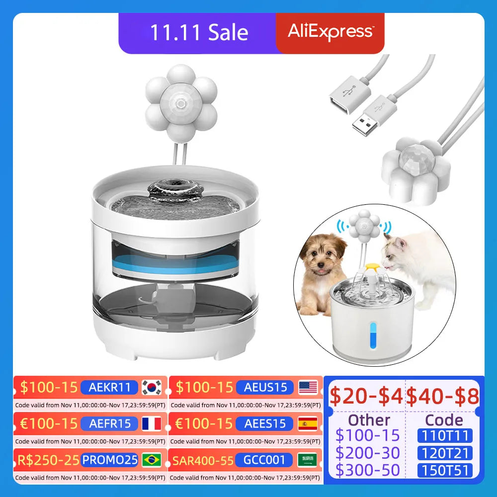 Motion-Activated Cat Dog Water Fountain