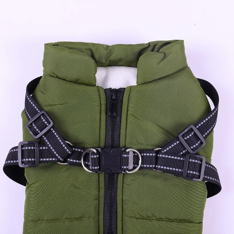 Warm Winter Dog Clothes with Harness